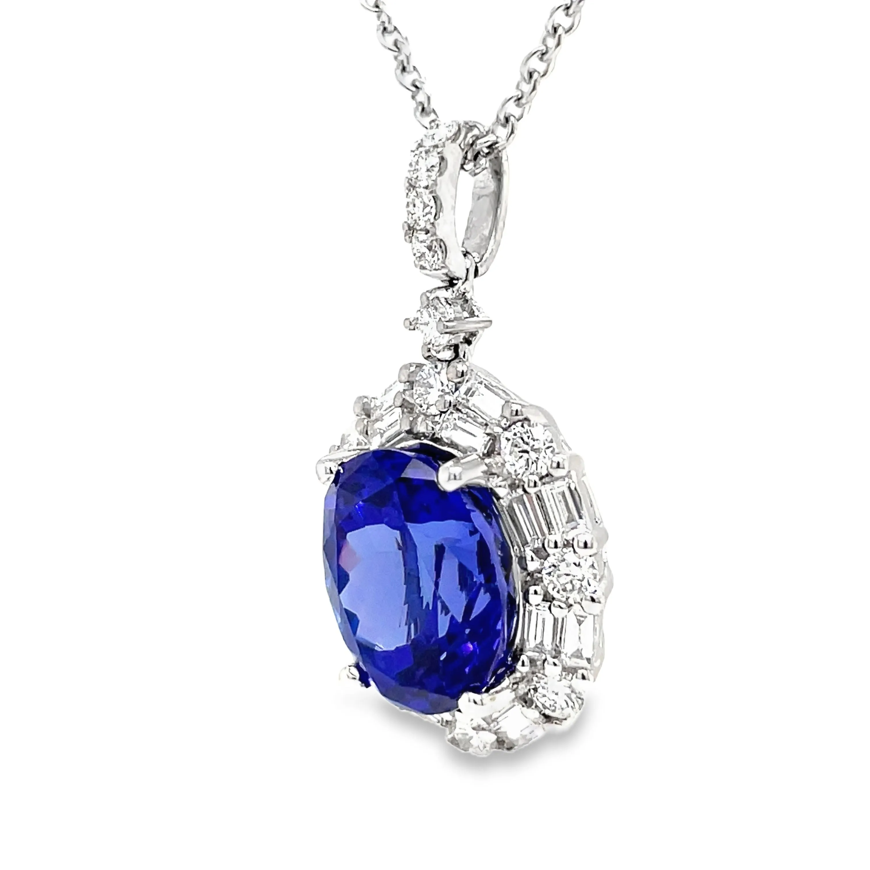 Tanzanite & Diamond Mix Cut Pendant Necklace