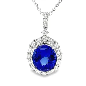 Tanzanite & Diamond Mix Cut Pendant Necklace