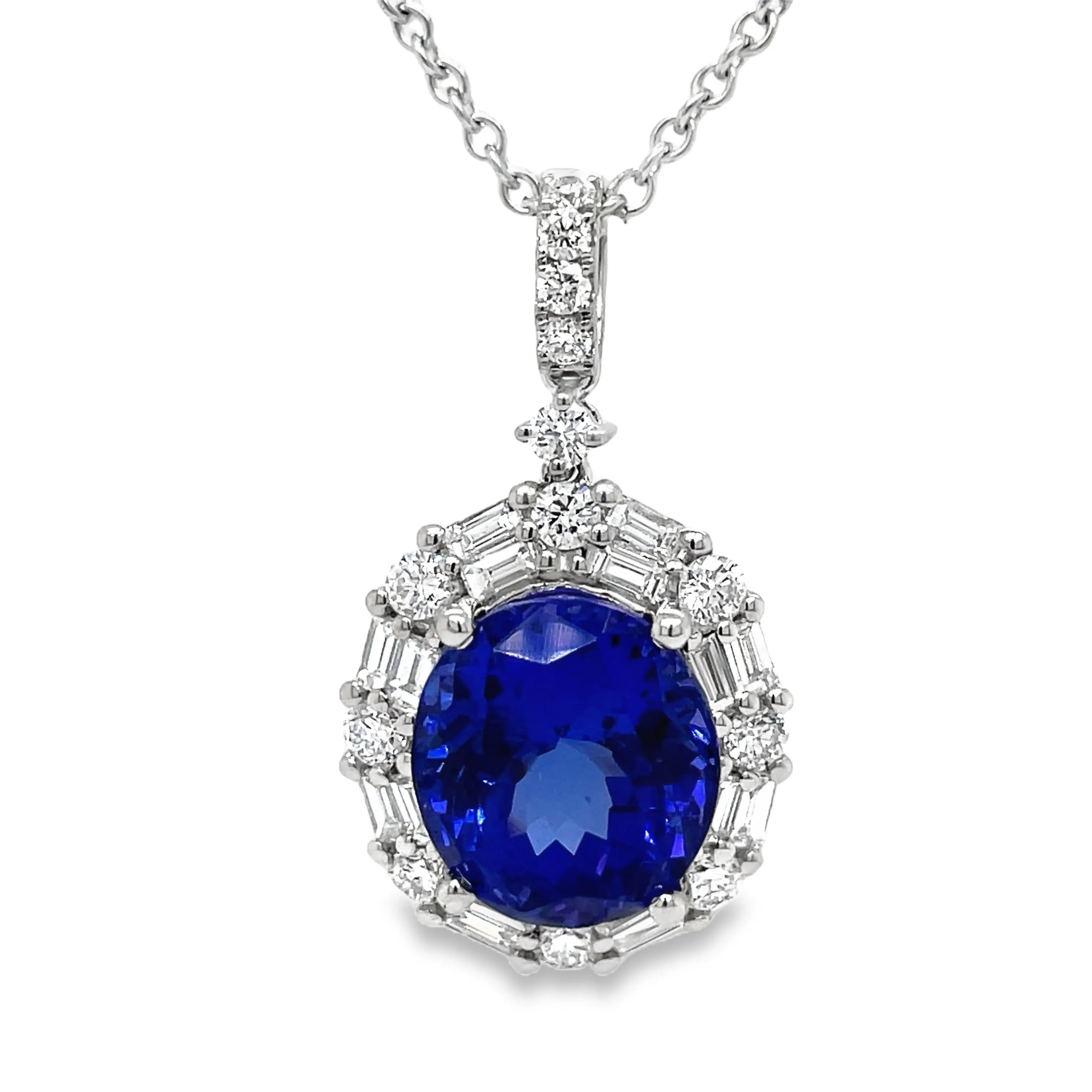 Tanzanite & Diamond Mix Cut Pendant Necklace