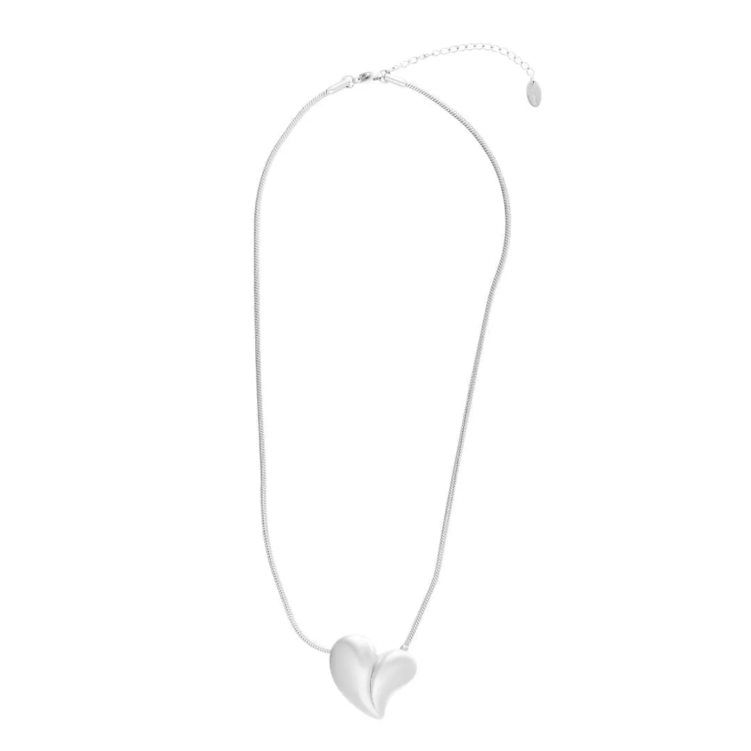 Tarnish Resistant Oversized Puffy Heart Necklace