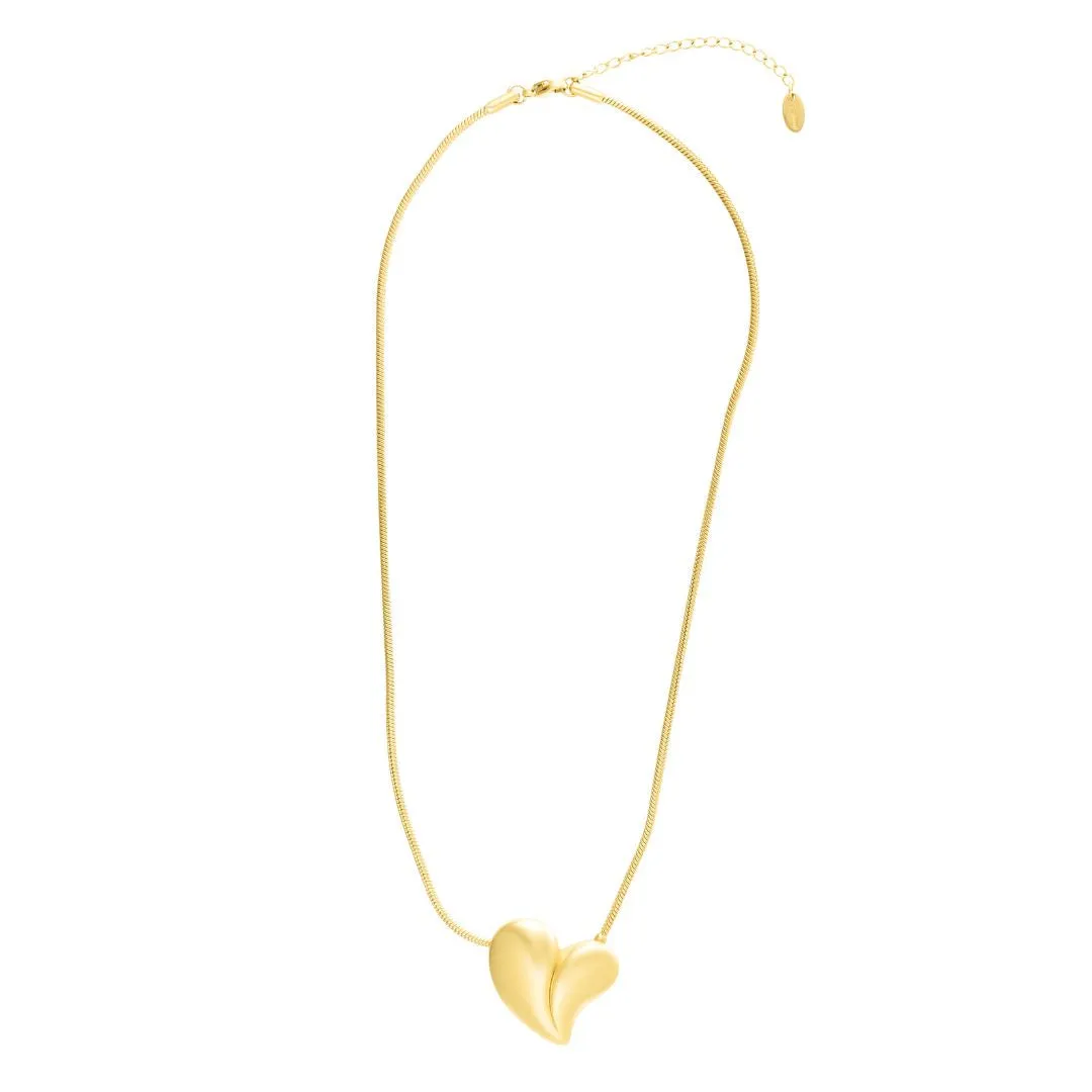 Tarnish Resistant Oversized Puffy Heart Necklace