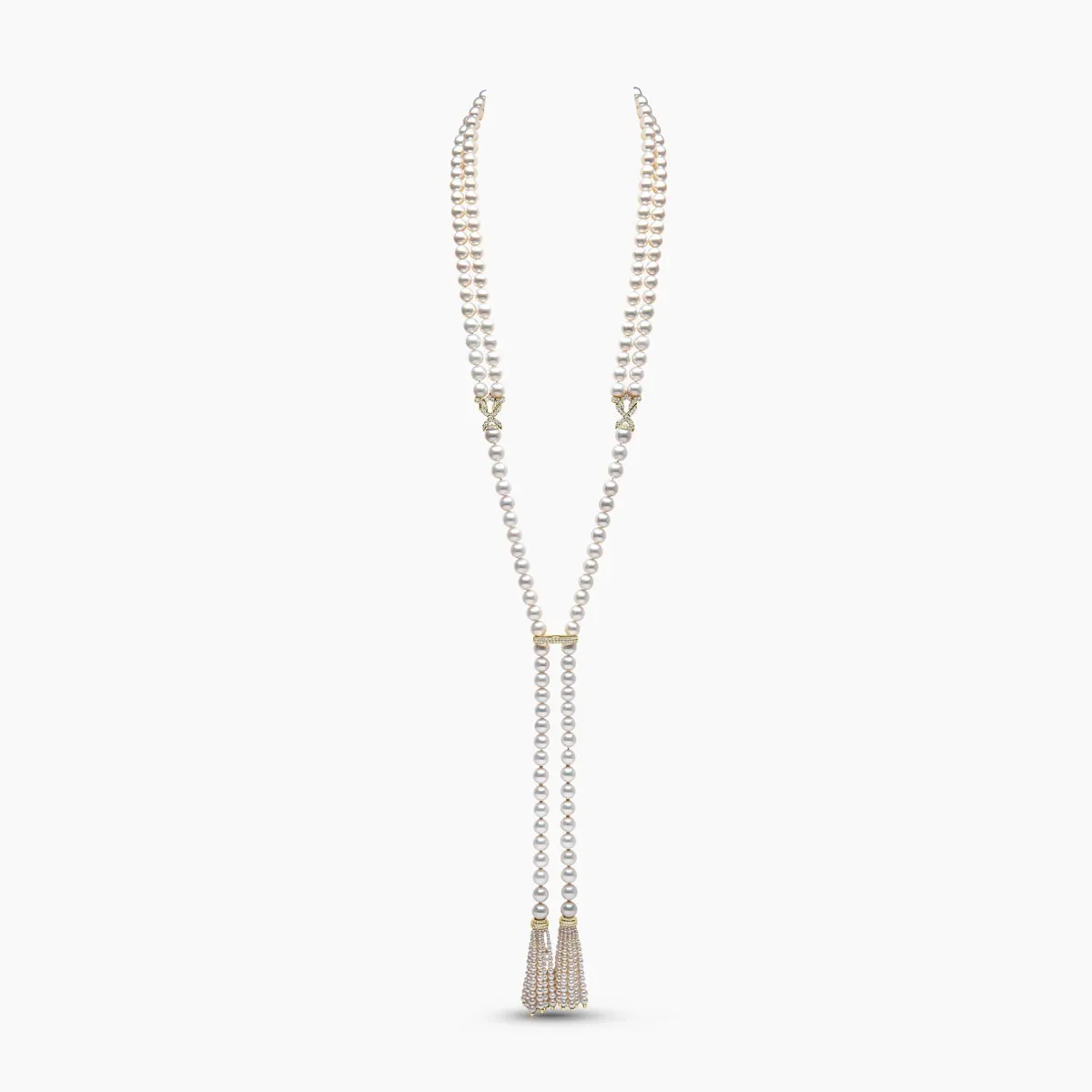 Tassel 18K Gold Freshwater Pearl and Diamond Necklace