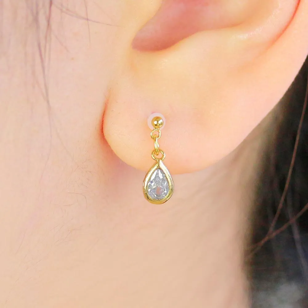 Teardrop 18K Gold Post Earrings