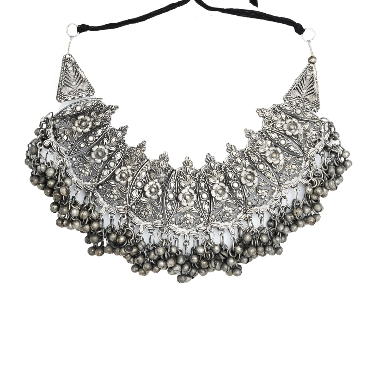 Teejh Shreejal Antique Silver Oxidised Necklace Set