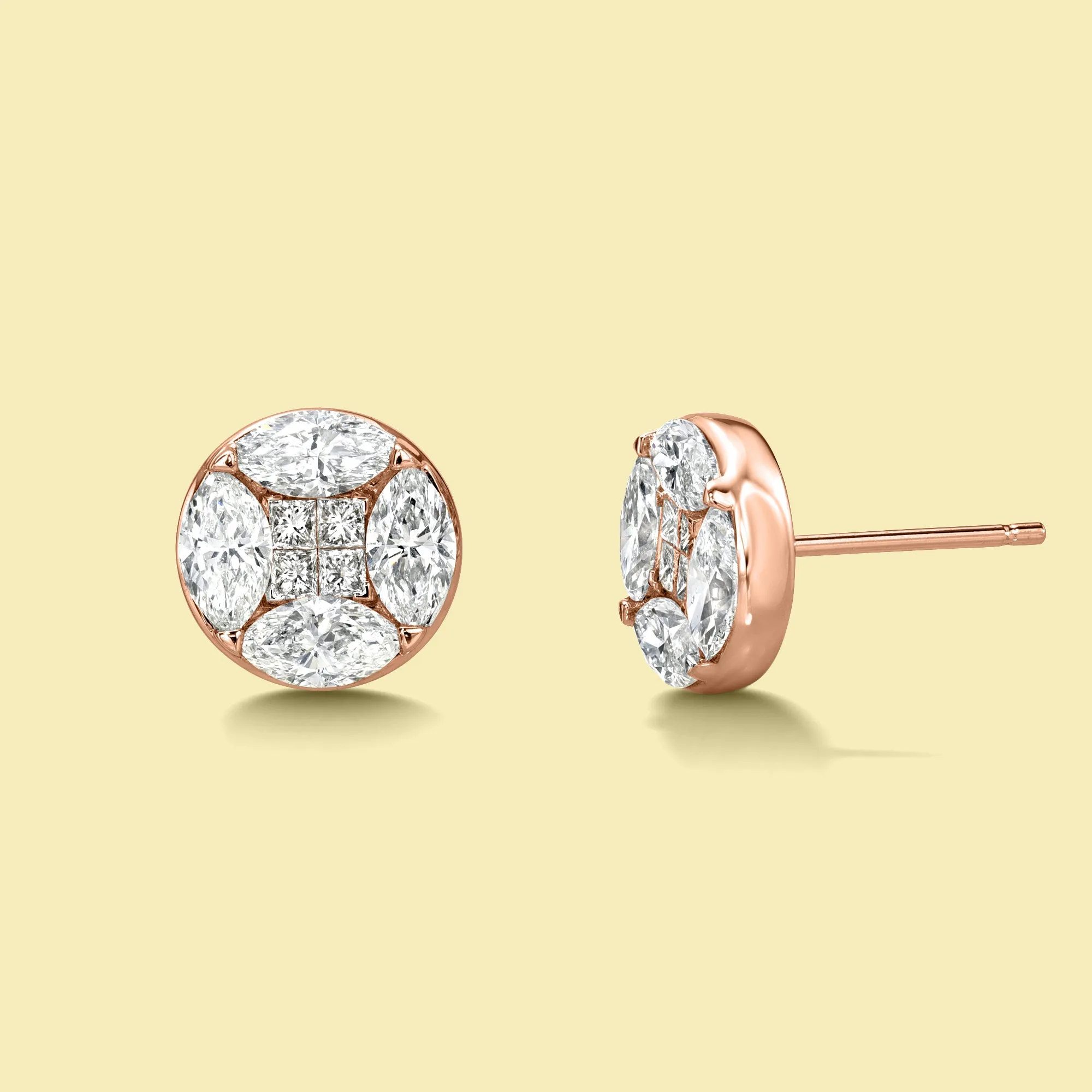 The Rachel, Round Illusion Diamond Stud Earrings