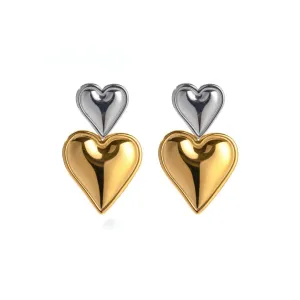 'Tove' Layered Heart Earrings | Mixed Metal