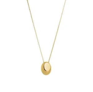 VAIGE Elegant Gold-Colored Stainless Steel Oval Pendant Long Necklace with Geometric Design, 3.5cm x 2.5cm, Perfect for Fashion Accessories and Sweater Chains