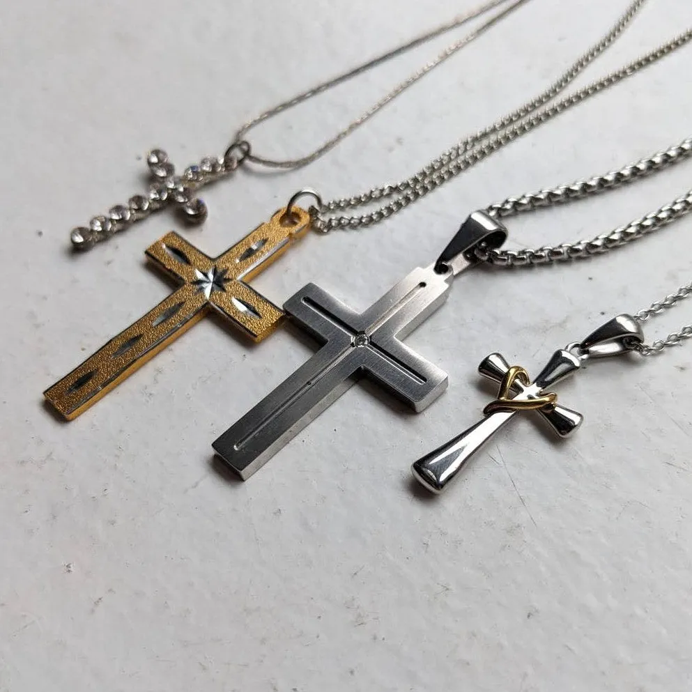 Vintage Grunge Cross Necklace Accessories Bundle Bling Boho Goth Fairy Jewelry