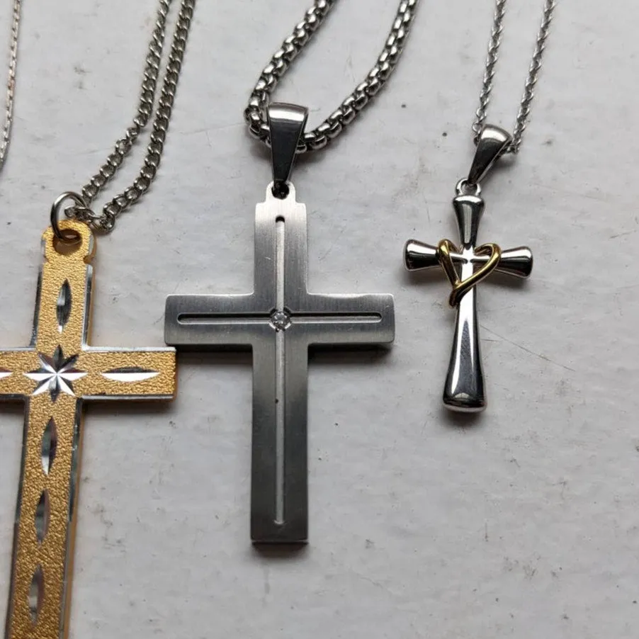 Vintage Grunge Cross Necklace Accessories Bundle Bling Boho Goth Fairy Jewelry