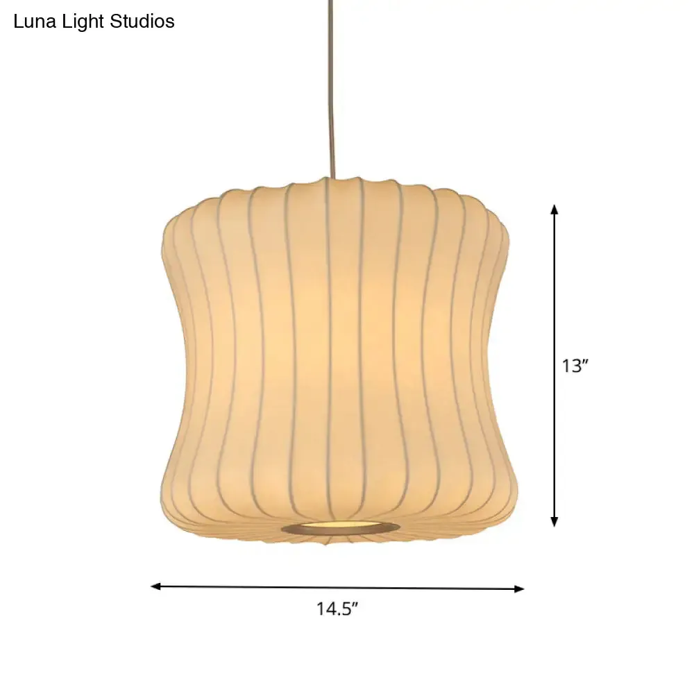 White Curvy Fabric Pendant Light - 1 Head Modern Ceiling Lamp, 14.5"/18.5" Wide